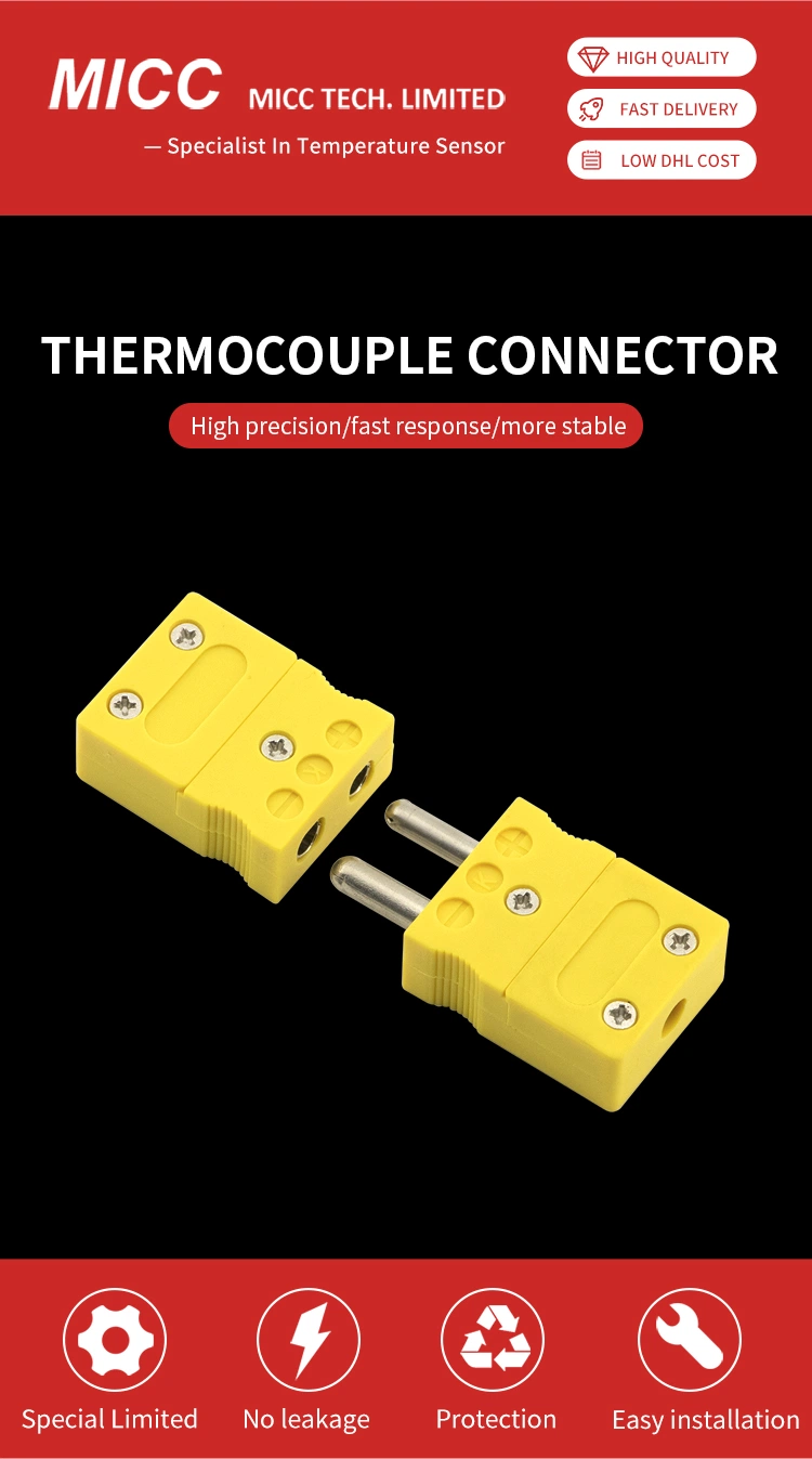 High Thermal Efficiency White Micc-Mc02-PT100-M/F Mini Thermocouple Connector with Factory Direct Supply