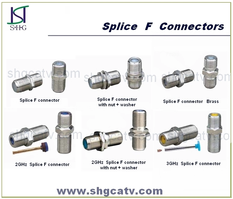 F Type Splice Adapter Connector for Coaxial Cable Rg59 RG6 (F-062)